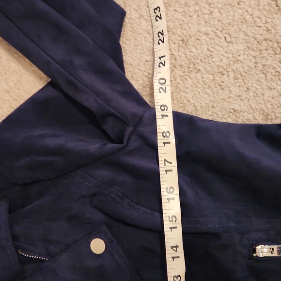 Wildflower navy faux suede moto jacket - Picture 6 of 12